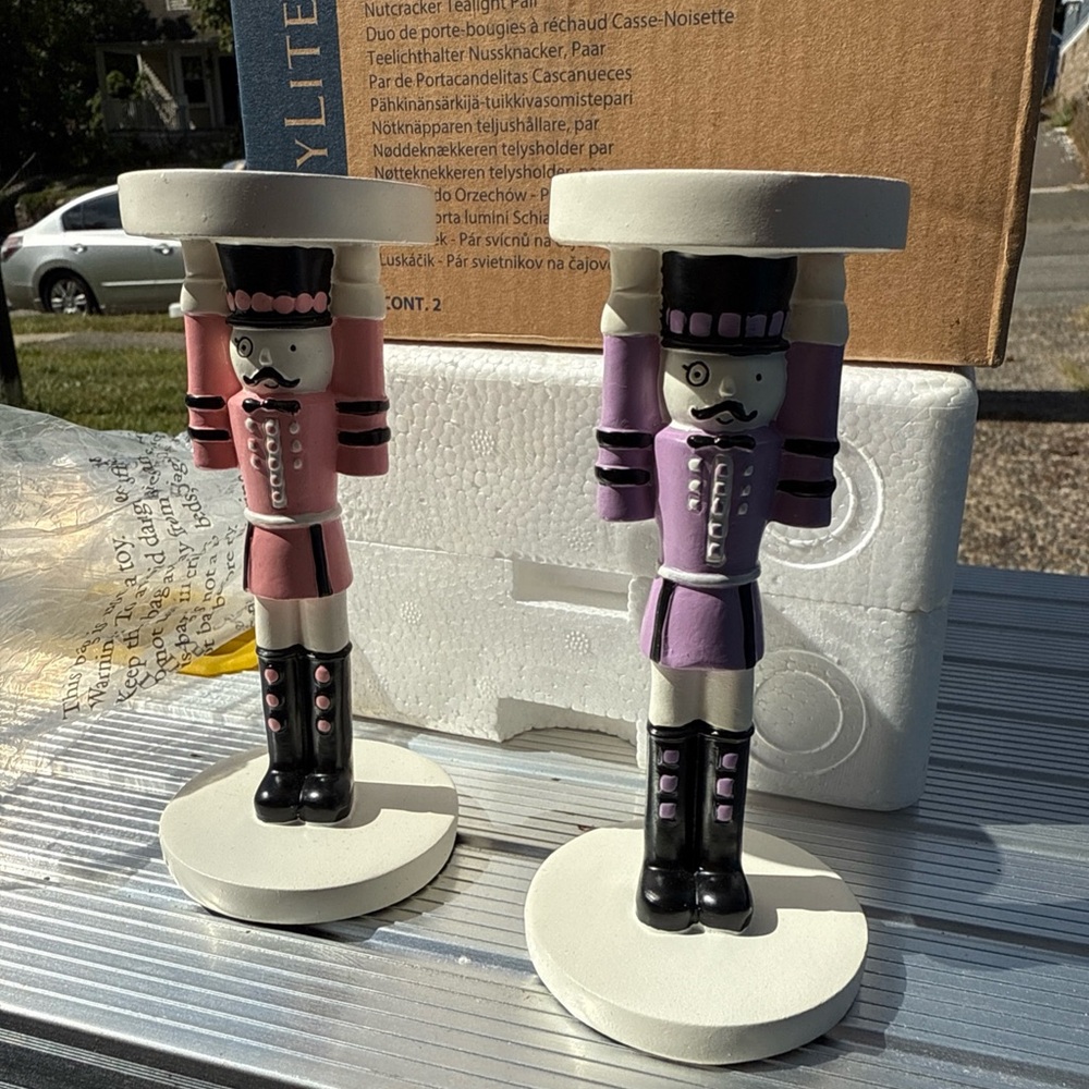 PartyLite Nutcracker Candle Holders - Pink and Purple